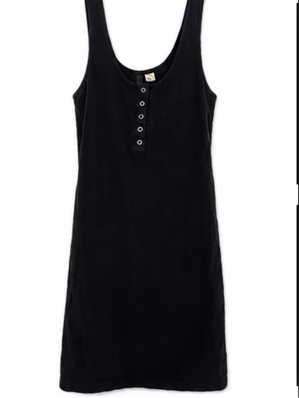 Divided by H&M Classic Black Henley Tank Dress with Snap Placket